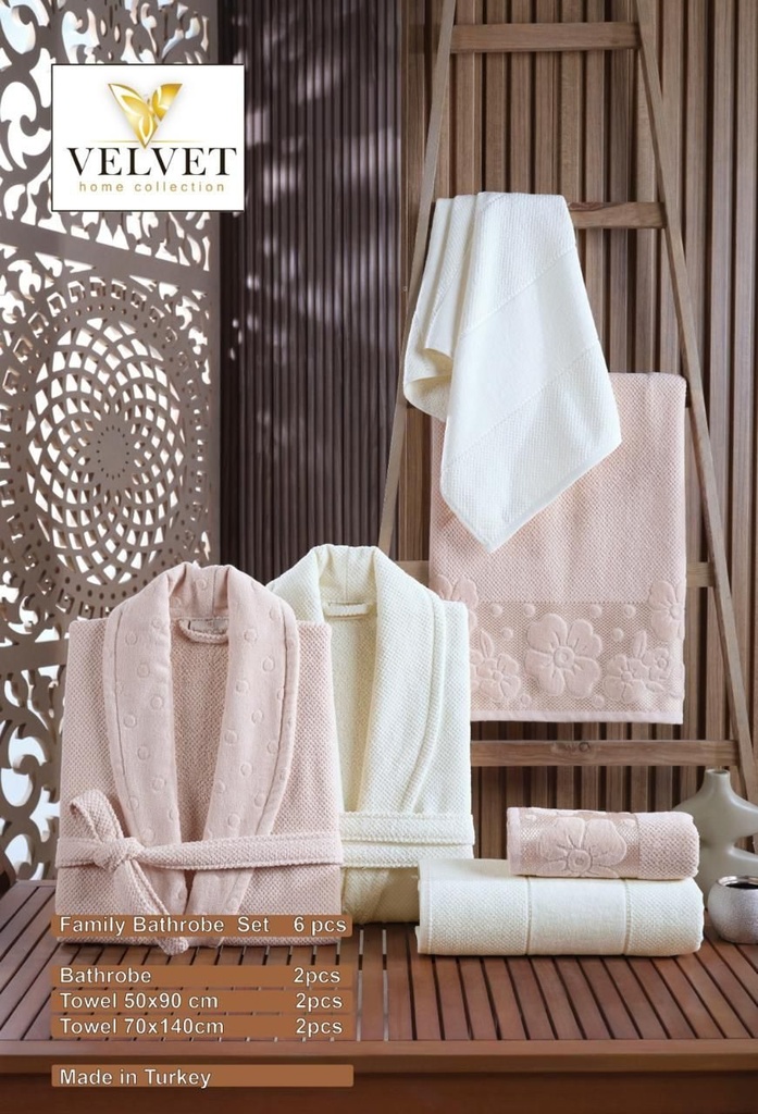 [3R-11018] Peignoir 6 pièces importé de Turquie, 100 % coton